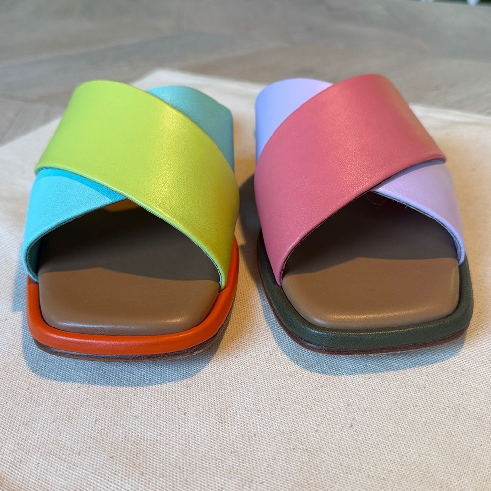 CHARLOTTE STONE Kim Flat Slide Sandals in Nassau Colorway sz 7 EUC - Picture 9 of 11